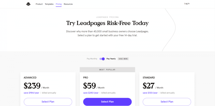 Leadpages pricing