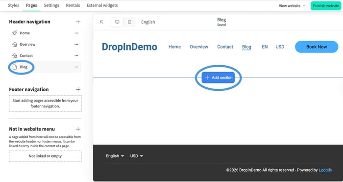 Lodgify blog install step