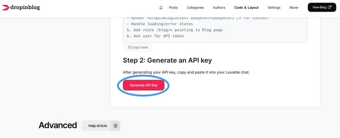 Lovable blog install step