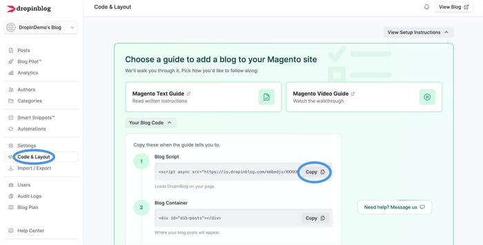 Magento blog install step