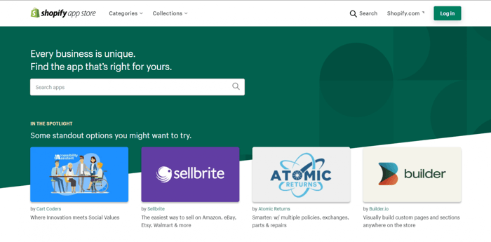 Shopify app store