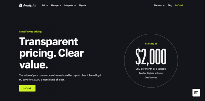 Shopify Plus pricing
