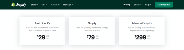 Shopify pricing plans
