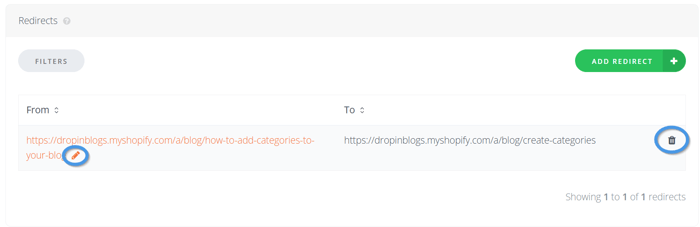 Managing 301 redirects from your DropInBlog account