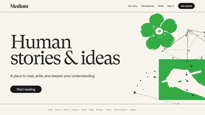 Medium homepage