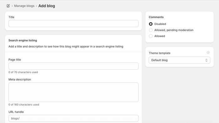 Add a blog from your Shopify account