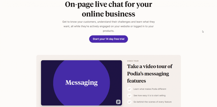 Podia vs Kajabi: Podia messaging