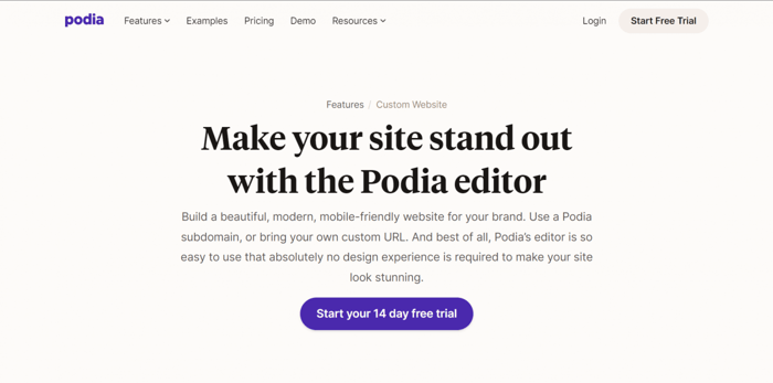 Podia website