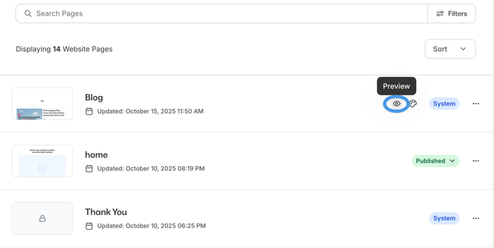 Preview a DropInBlog blog in Kajabi