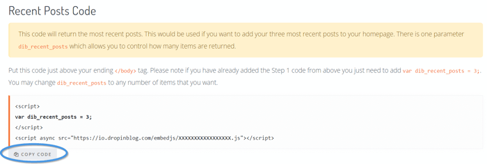 Recent posts code
