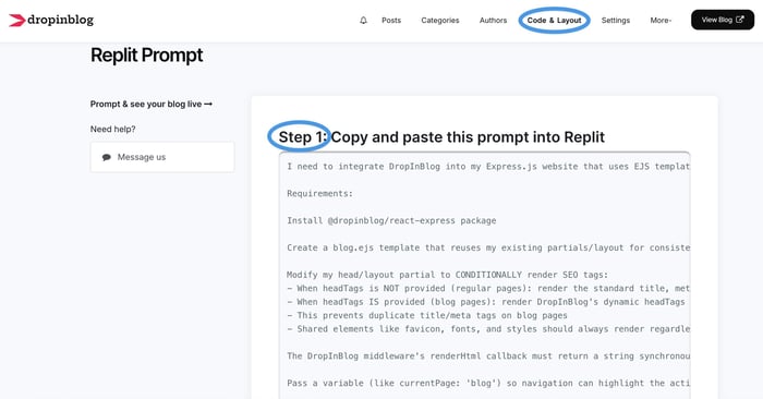 Replit blog install step