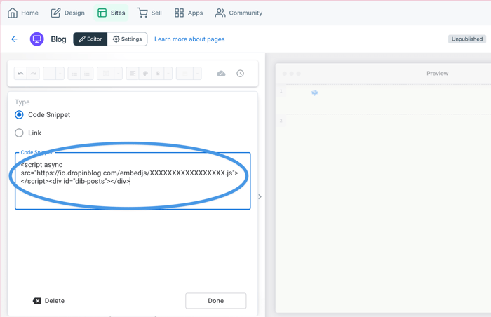 SamCart blog install step