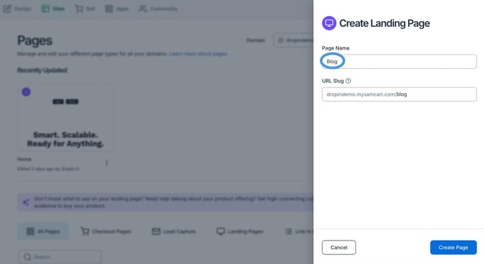 SamCart blog install step