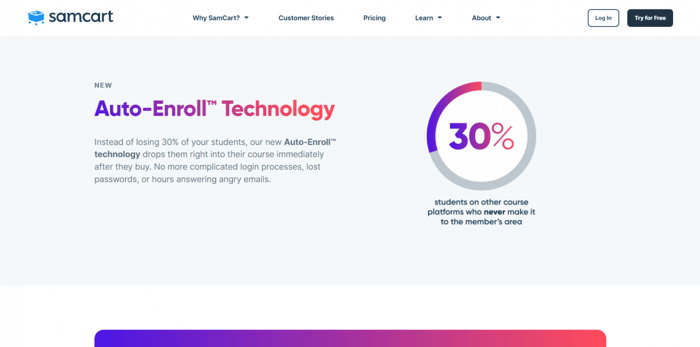 SamCart vs ClickFunnels: SamCart Auto-Enroll