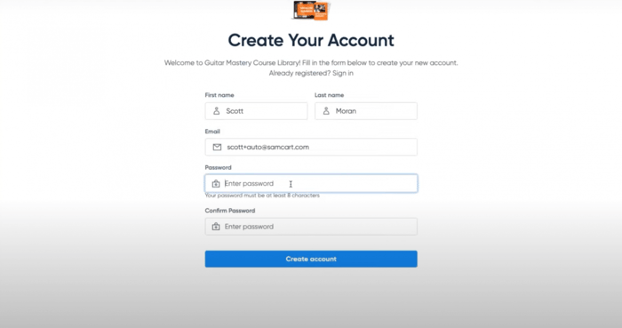 SamCart Auto-Enroll enter password