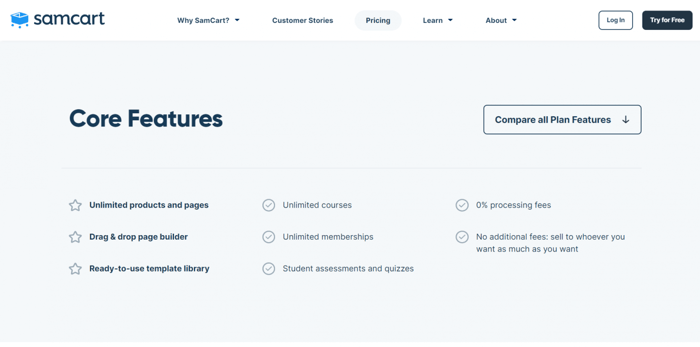 SamCart core features