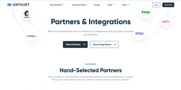 SamCart partners and integrations