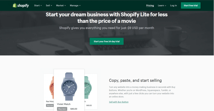 Shopify Lite plan