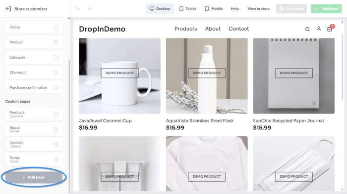 Sellfy blog install step