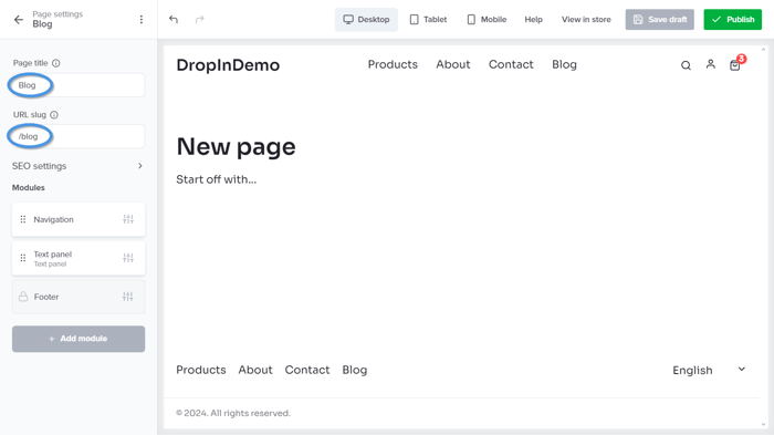Sellfy blog install step