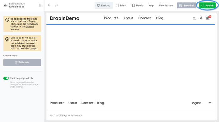 Sellfy blog install step