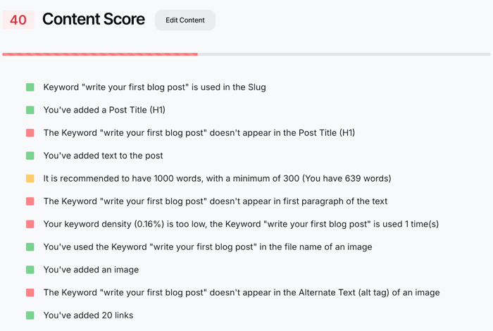 The SEO Analyzer: Content score overview