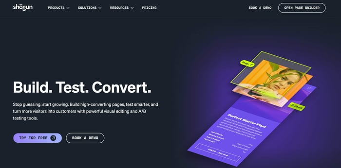 Shogun page builder: Homepage