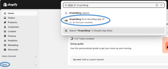 Shopify blog install step