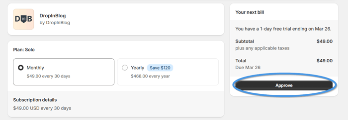 Shopify blog install step