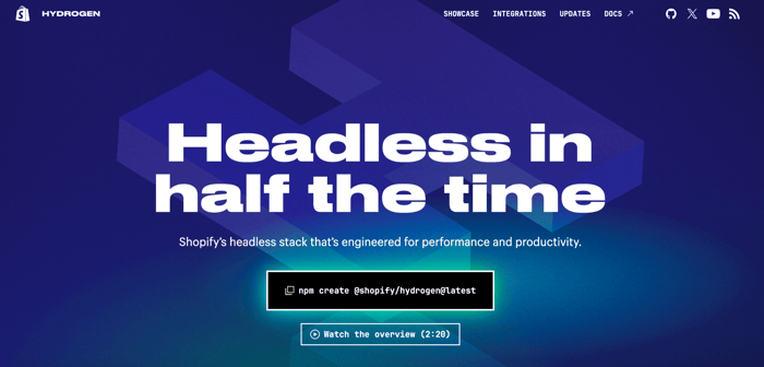 Shopify Hydrogen homepage