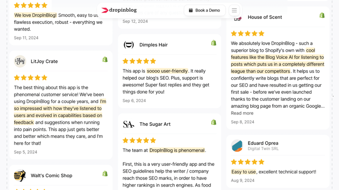 DropInBlog user reviews