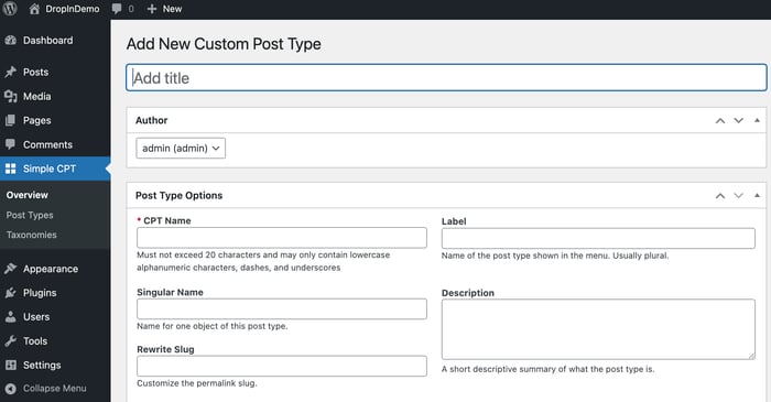Adding custom post types in WordPress via plugin