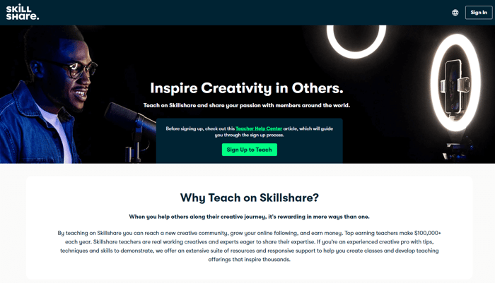 Start a class on Skillshare