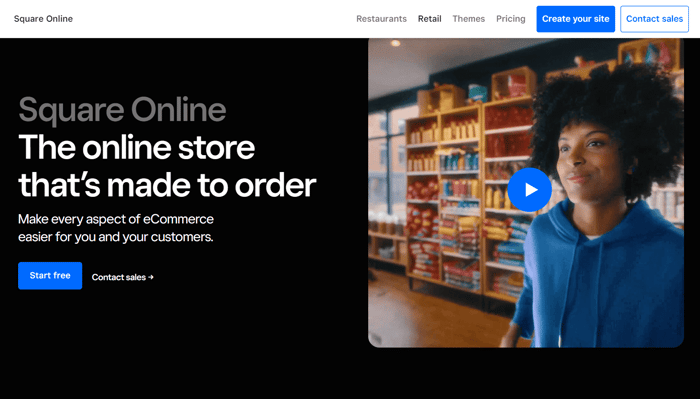 Square vs Wix: Square Homepage