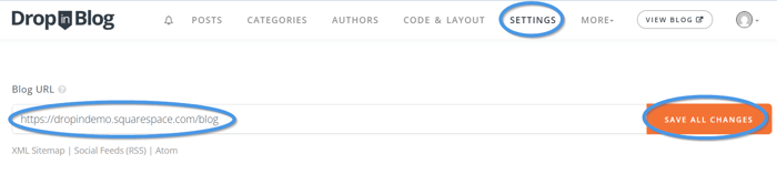 Squarespace blog install step