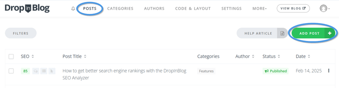 Squarespace blog install step
