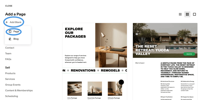 Squarespace blog install step