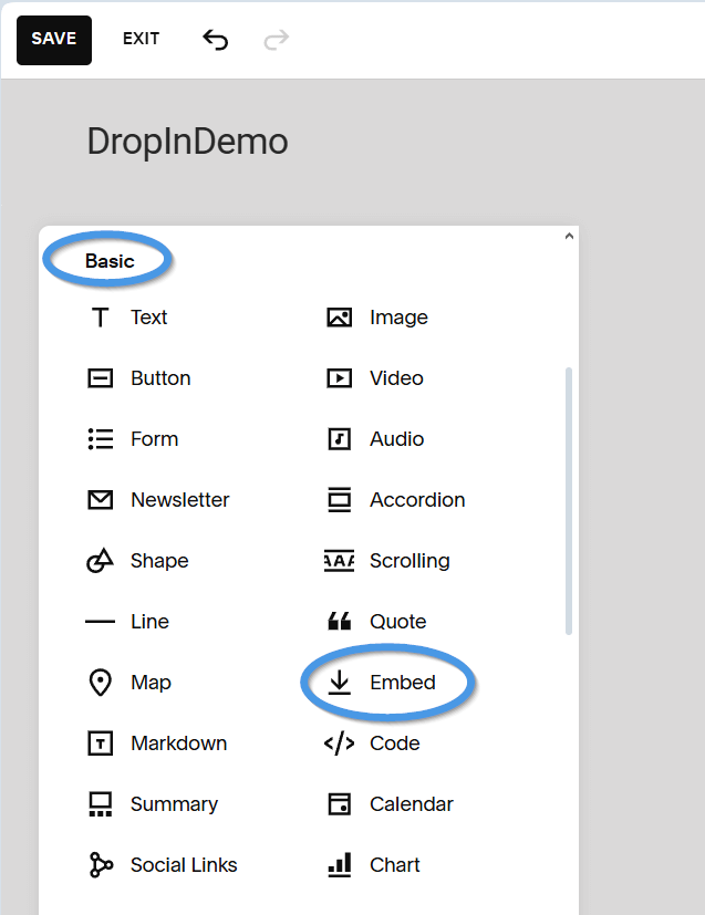 Squarespace blog install step