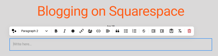 Squarespace blog post editor