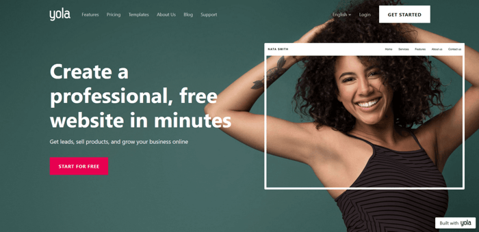 Squarespace vs Yola: Yola home page