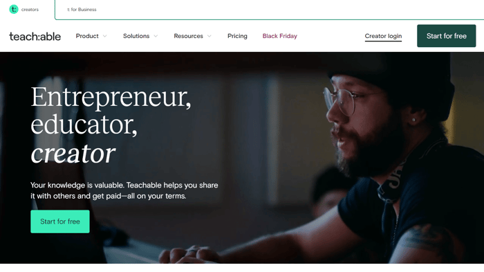 Teachable homepage