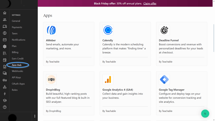 Skillshare vs. Teachable: Teachable's App Hub