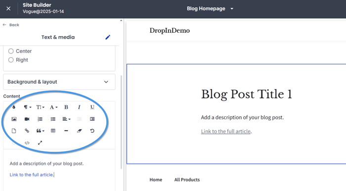 Thinkific's content editor