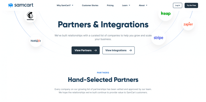 SamCart partners and integrations