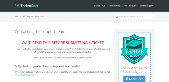 ThriveCart helpdesk customer support