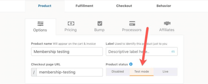 ThriveCart test mode