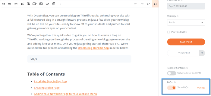 FAQ Builder: Turning FAQs on