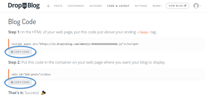 Uscreen blog install step