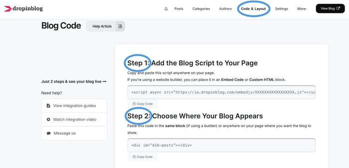 Webador blog install step