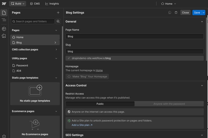 Webflow blog install step